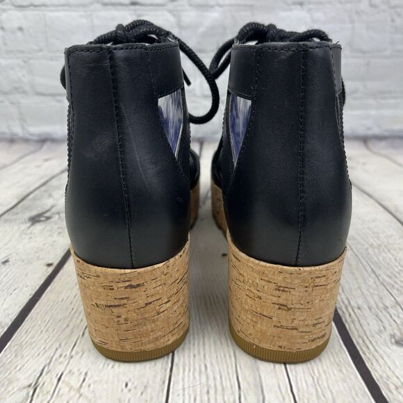 SOREL Cameron Flatform Lace Sandals Women Size 7 Black EUC - Picture 3 of 11